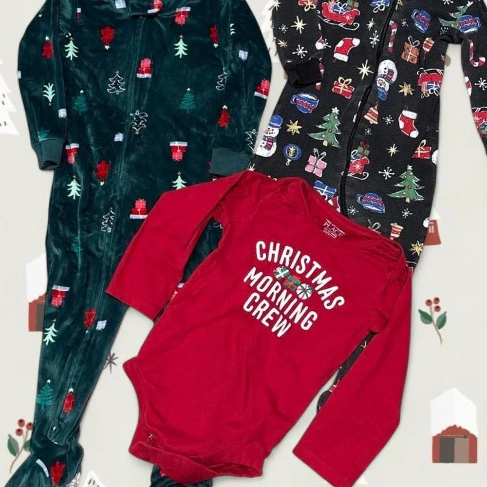 Christmas 3 piece baby bundle - carters bedtime 18m, pj place both 18-24 m